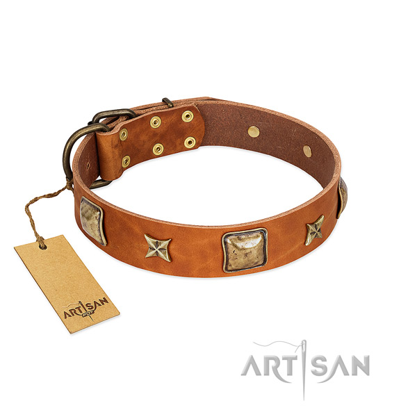 Awesome natural genuine leather collar for your pet