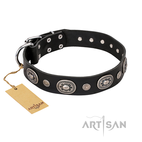Reliable full grain genuine leather collar handmade for your canine