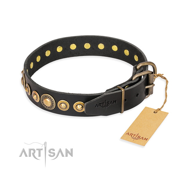 Top rate full grain genuine leather collar created for your dog