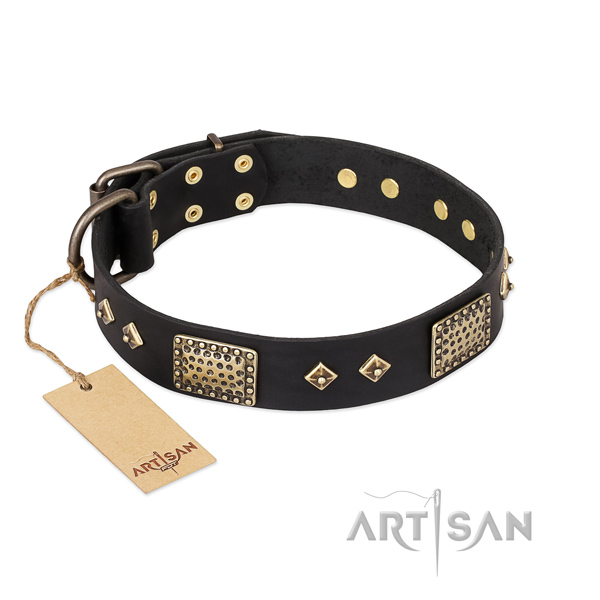 Handmade full grain genuine leather dog collar for daily use