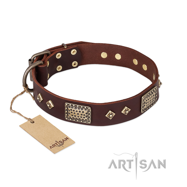 Stylish design leather dog collar for comfortable wearing