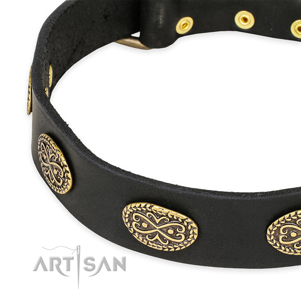 Embellished leather collar for your attractive pet