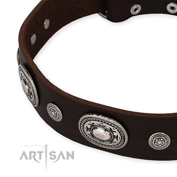 Reliable full grain genuine leather dog collar crafted for your attractive canine
