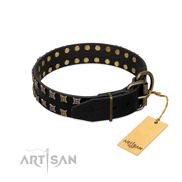 Quality full grain genuine leather dog collar crafted for your four-legged friend