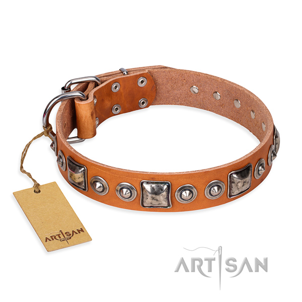Leather dog collar made of best quality material with rust-proof buckle