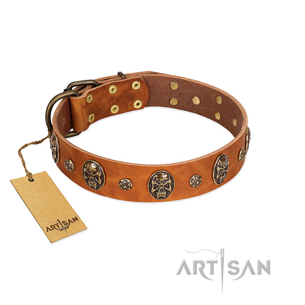 Impressive full grain genuine leather collar for your pet