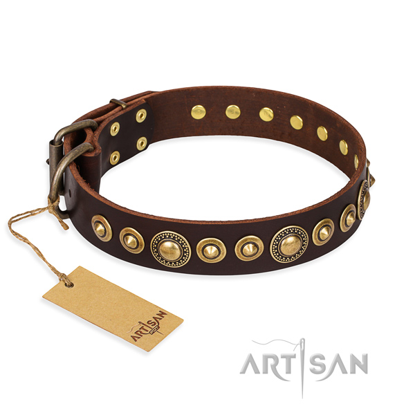 Soft to touch full grain leather collar handcrafted for your dog
