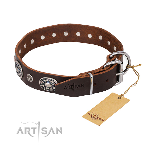 Reliable leather dog collar handmade for fancy walking