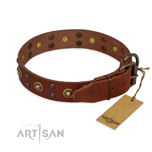 Corrosion resistant D-ring on full grain leather collar for your handsome doggie