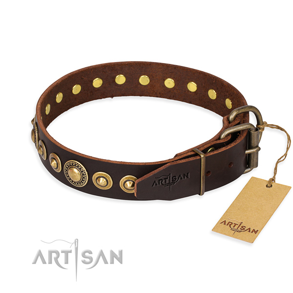 Best quality full grain leather dog collar handmade for everyday walking