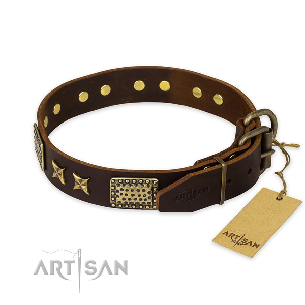 Corrosion resistant fittings on genuine leather collar for your attractive pet