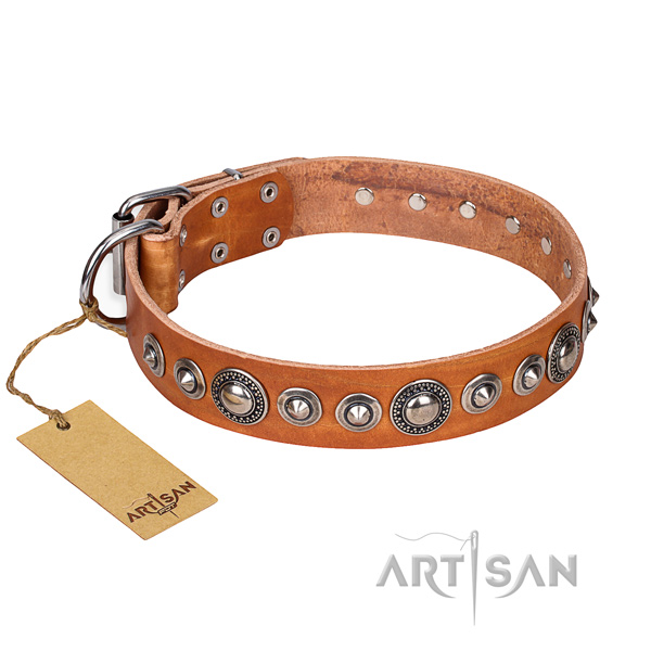 Leather dog collar made of high quality material with reliable hardware