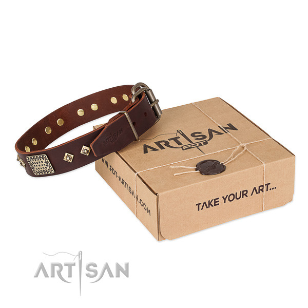 Inimitable full grain genuine leather collar for your stylish canine