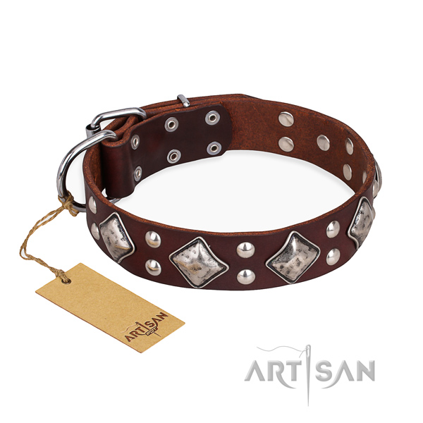 Basic training handmade dog collar with corrosion resistant buckle