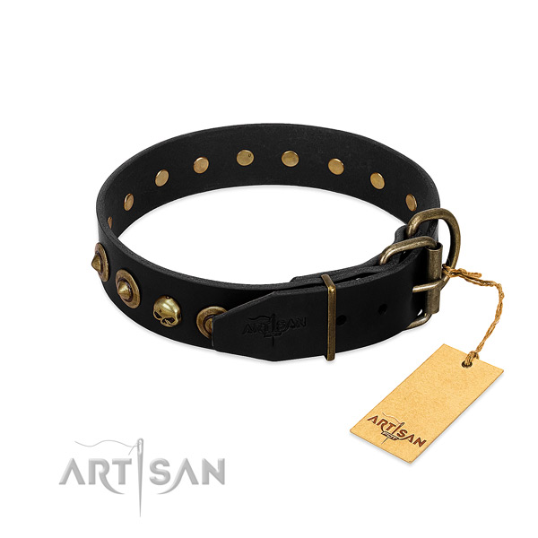 Full grain leather collar with stunning decorations for your canine