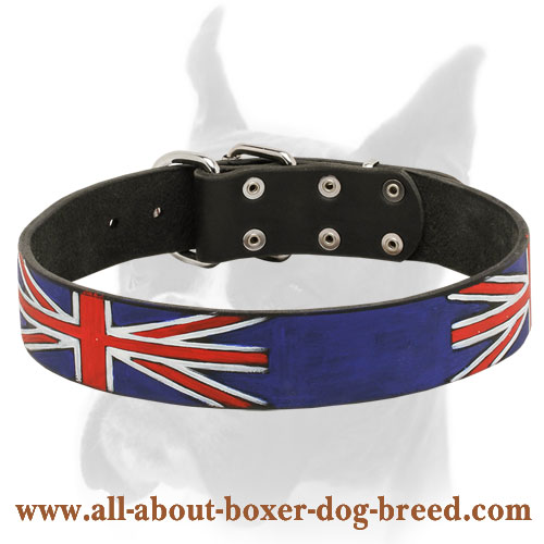 'Union Jack' Leather Dog Collar