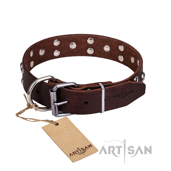 Leather dog collar with polished edges for convenient everyday outing