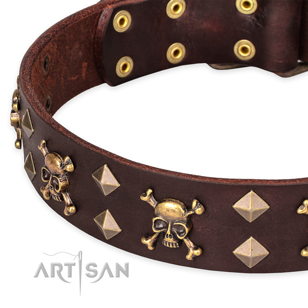 Casual leather dog collar with unique design decorations
