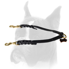 Leather Boxer coupler with strong brass O-ring for leash attachment