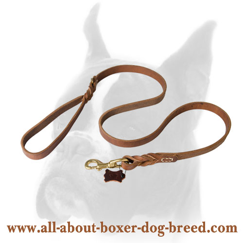 Long Servicing Braided Leather Dog Leash