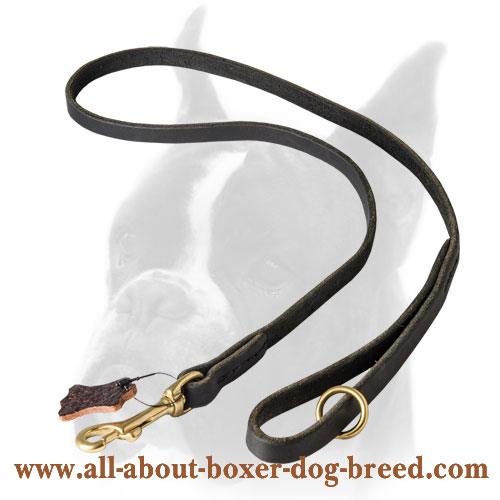 Super strong 	Boxer leather leash with brass hook